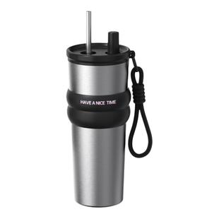 不锈钢吸管保温杯陶瓷内胆咖啡杯男女生车载大容量水杯随行杯子