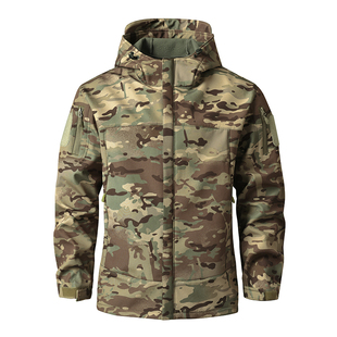 冬季加绒加厚软壳冲锋衣套装男户外防风防水耐磨耐脏工作劳保外套