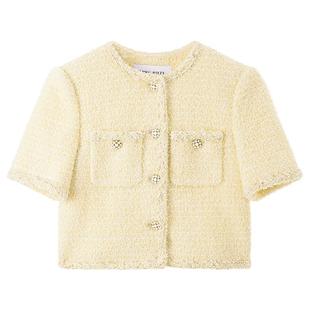 Miss Sixty短款上衣羊毛呢料外套女圆领温柔轻奢气质小香风外搭