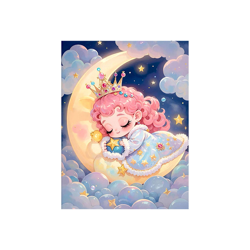 星月公主儿童卡通5D钻石画卧室新款梦幻女孩DIY手工点贴钻十字绣