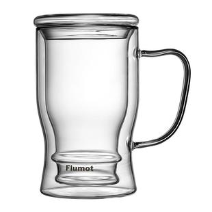 【自营】双层隔热玻璃泡茶杯绿茶带把手盖大容量耐高温喝茶水杯子