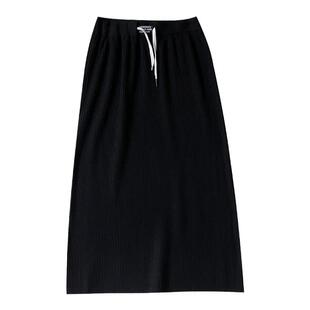 大码女装冬季直筒中长包臀裙厚胖mm梨形身材遮胯显瘦针织半身裙