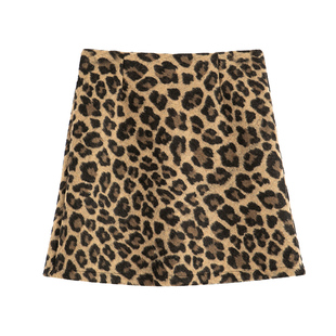 复古气质豹纹毛呢半身裙女2025秋季新款美式辣妹高腰显廋A字短裙
