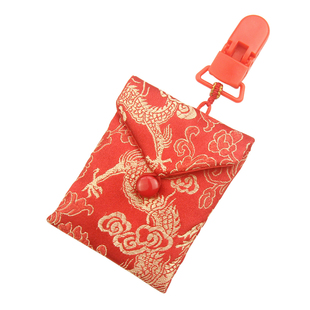 免缝纽扣平安符袋福袋空袋子香包香囊奶嘴夹红色护身符袋随身挂件