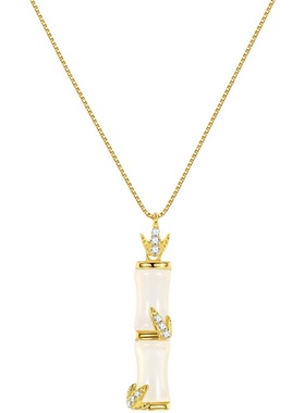 925玉髓竹节项链女高级纯银竹子