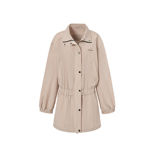 LEDIM WANG户外收腰长袖连衣裙女2026春新款卡其色机能风抽绳短裙