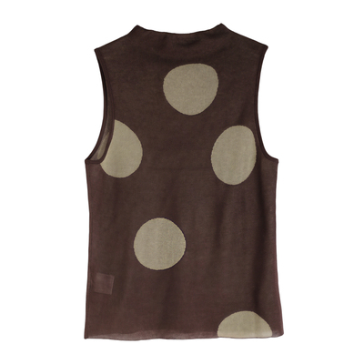 法式复古波点显瘦半高领针织背心