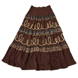 古着vintage复古A字亚比森系外贸秋冬暗黑废土流浪风毛呢半身裙L