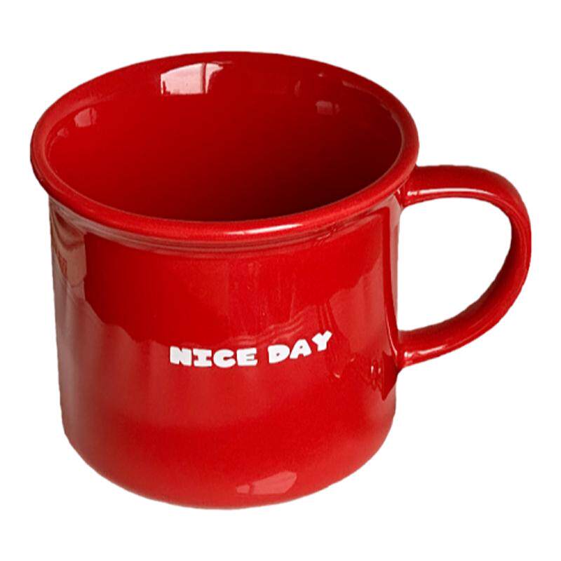 小红杯NICEDAY可爱正红送人咖啡陶瓷杯简约喜庆结婚伴手礼盒杯子
