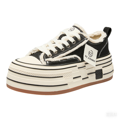 珂简妮厚底帆布鞋2025新款春季