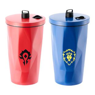暴雪官方游戏周边魔兽世界部落联盟纯色徽记不锈钢吸管杯600ML