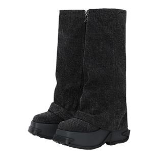 程潇张予曦同款DAPHNELAB方糖裤管靴3代厚底时装靴及膝靴长靴女鞋