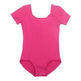 纯棉儿童芭蕾舞蹈服练功服女童短袖连体服考级民族舞服装