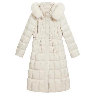 YINER音儿专选女装冬季长款泡芙高克重保暖狐狸毛领连帽羽绒服