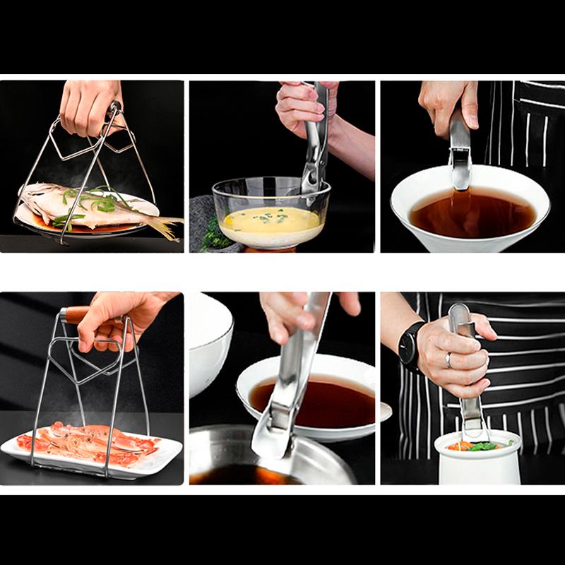 德系加粗304不锈钢夹盘子夹防烫夹厨房家用防滑取碗夹子提盘神器