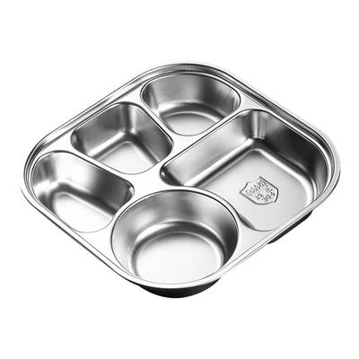304食品级不锈钢餐盘分格带盖