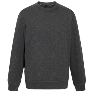 利郎官方 满版提花毛衣男2025冬季休闲男装内里加绒保暖厚款毛衫