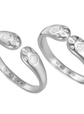 吴越老银铺足银999猫爪戒指