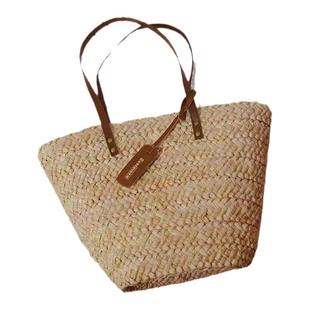 纯手工大容量玉米皮编织手提草编包菜篮子度假沙滩包女复古