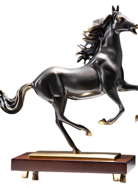 德国马到成功摆件办公室办公桌铜马开业礼物高端轻奢黄铜动物造型