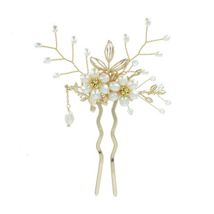 新中式珍珠发簪女高级感小众u型簪子盘发日常发钗穿旗袍配的发饰