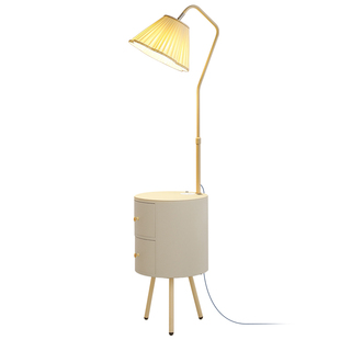 奶油风床头柜卧室替代品小户型边几女孩儿童窄带灯一体创意置物架