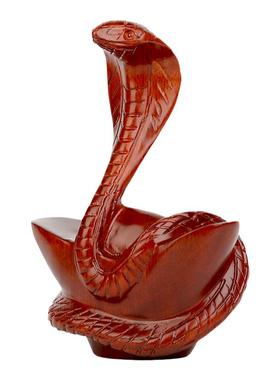 眼镜蛇元宝实木雕刻玄关工艺品