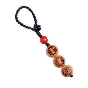 桃木挂件护身符女三合六合赤马汽车钥匙扣2026马年生肖吉祥物挂饰