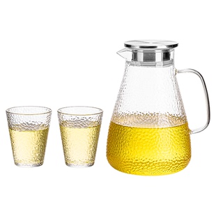 冷水壶锤纹玻璃水壶家用泡茶壶冷泡瓶凉水杯冰箱凉水壶套装
