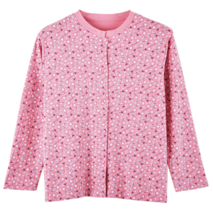 老年人纯棉开衫秋衣奶奶纽扣开身保暖上衣老太太宽松大码单件线衣