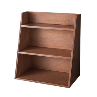 Zakka复古实木木质置物架简约桌面化妆品摆设卧室杂物收纳整理架