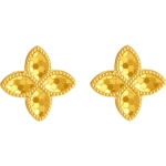 周六福黄金5G计价足金爆闪碎碎金幸运四叶草耳饰女款耳钉妇女节礼