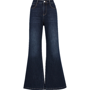 Vero Moda牛仔裤女2026春季新款撞色明线复古磨白微喇裤325332029