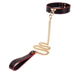 真皮项圈女m定制刻字高级黑色圆环锁链项圈狗狗脖套puppy牵引绳