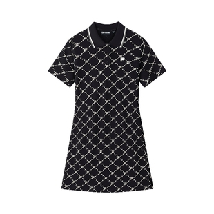 FILA FUSION斐乐潮牌女子针织连衣裙2026夏季新款满印纯棉POLO裙