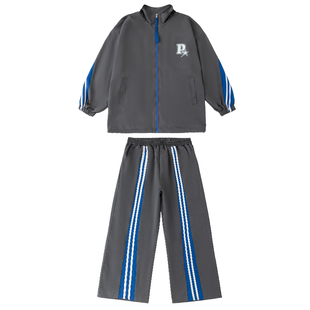 街舞儿童潮服男童嘻哈风衣外套条纹运动套装hiphop酷帅元旦演出服