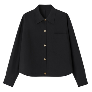 德玛纳轻户外三防翻领外套女春秋新款花苞下摆宽松短款休闲上衣