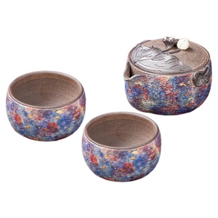 林宗福手作粗陶岩矿功夫茶具一壶二杯中式复古创意柴烧手抓壶泡茶