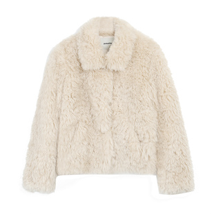 pusumede 富家千金 仿皮草立领毛毛外套女软糯保暖宽松短款上衣