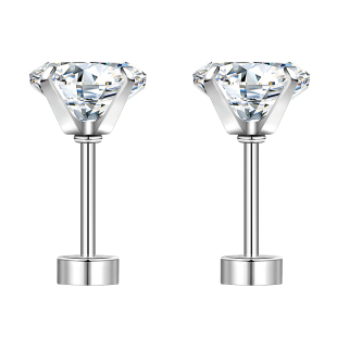 医用钛钢千禧玫瑰耳钉女华子钻石耳骨钉爆闪平底耳钉养耳洞耳蜗钉