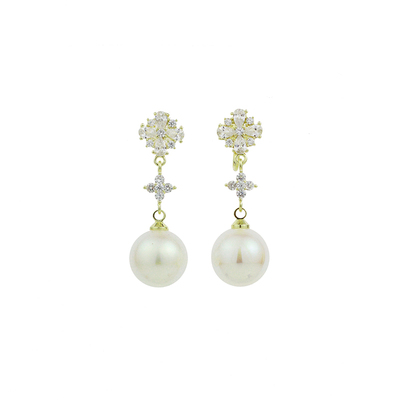 方圆脸珍珠锆石耳环蚊香盘耳夹