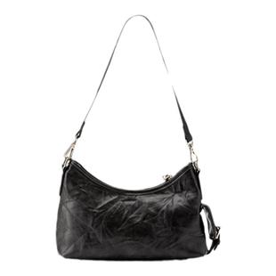 奥康 女包腋下包复古高级感褶皱软皮月牙包包女单肩包百搭ins潮