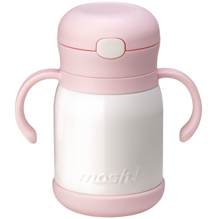 日本mosh吸管杯萌趣婴儿蝴蝶结双耳把柄便携保温保冷宝宝学饮水杯