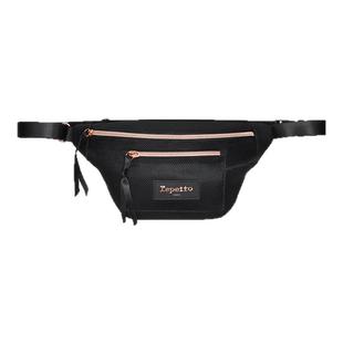 REPETTO丽派朵 黑色网面旅游休闲双拉链腰包斜挎包 2025秋季新款