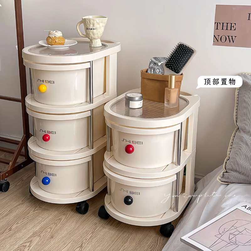 家用零食落地置物架小推车可客厅收纳移动卧室多层玩具储物柜抽屉