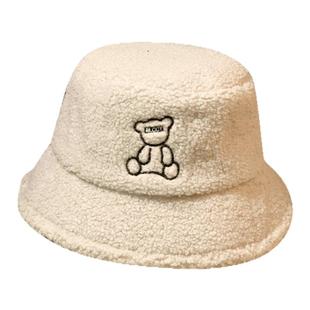 帽子女冬季渔夫帽韩版保暖冷帽可爱羊羔毛泰迪绒百搭显脸小盆帽潮