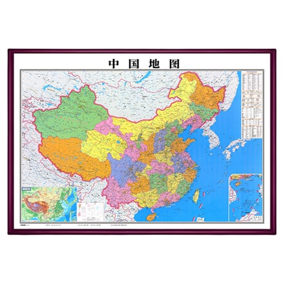 2026新版中国地图挂画带框防水