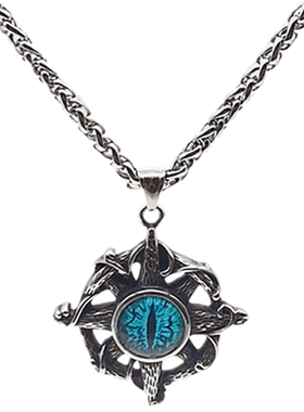 恶魔之眼十字架钛钢夜店吊坠项链