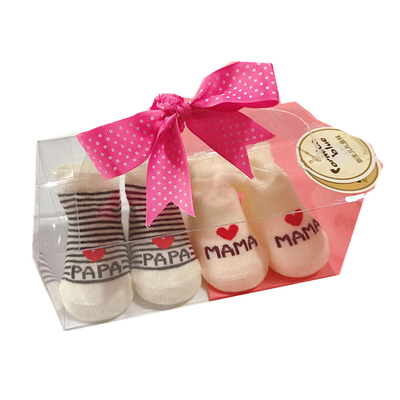 新生儿我爱爸妈精梳棉袜子