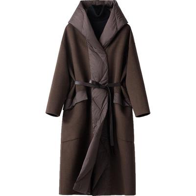 BXV拼接羽绒服连帽羊毛大衣